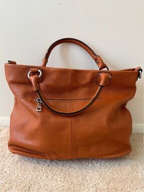 Kattee Leather Tote Bag w Silver Tone Hardware Boho Indie Sleaze Downtown